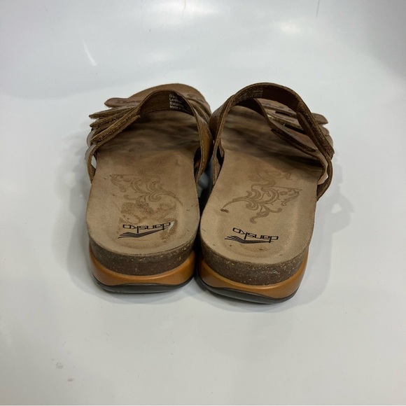 Dansko brown leather slide sandals strappy women’s size 37 6.5 comfort shoes - Picture 4 of 8